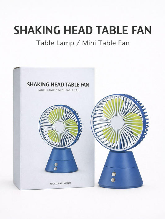 Shaking Head Table Fan with LED Lamp | Portable Mini Desk Fan  مروحة طاولة برأس متحرك مع مصباح LED | مروحة مكتبية صغيرة محمولة