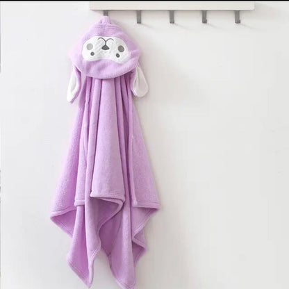 Baby Hooded Bath Towel, Soft Fleece Animal Design,  Blanket For Babys