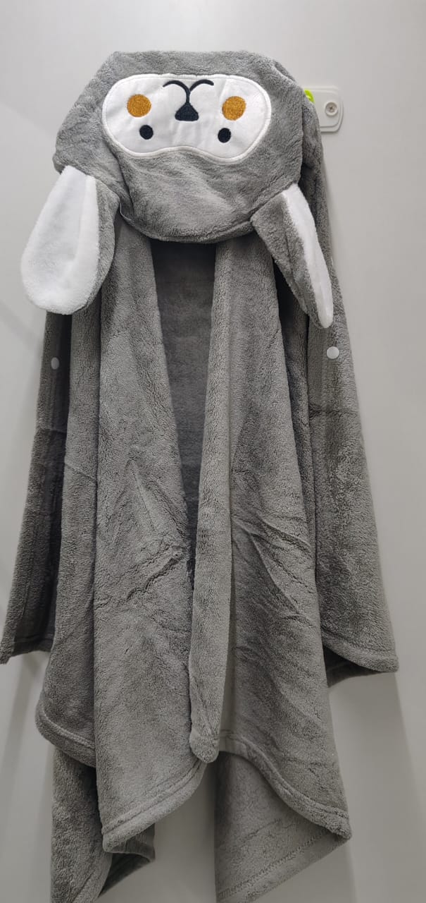 Baby Hooded Bath Towel, Soft Fleece Animal Design,  Blanket For Babys