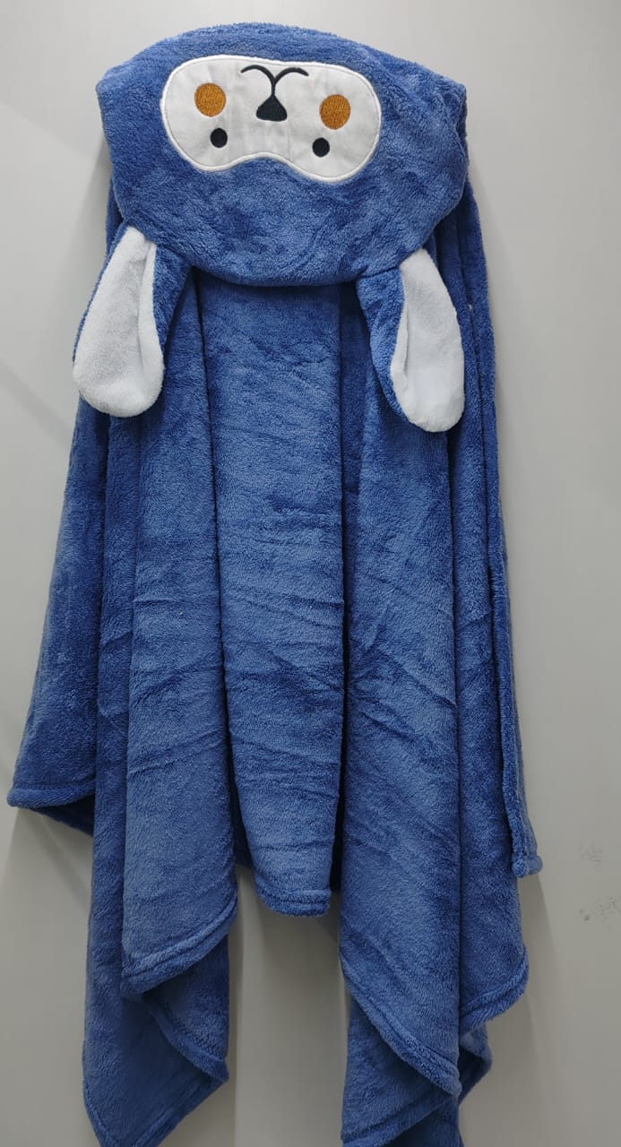 Baby Hooded Bath Towel, Soft Fleece Animal Design,  Blanket For Babys