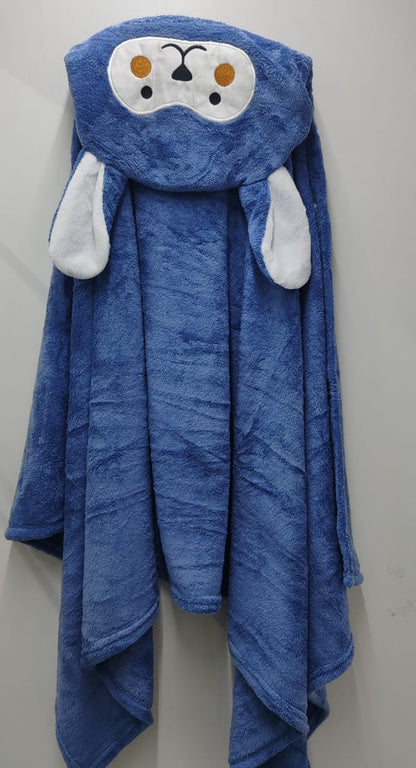 Baby Hooded Bath Towel, Soft Fleece Animal Design,  Blanket For Babys