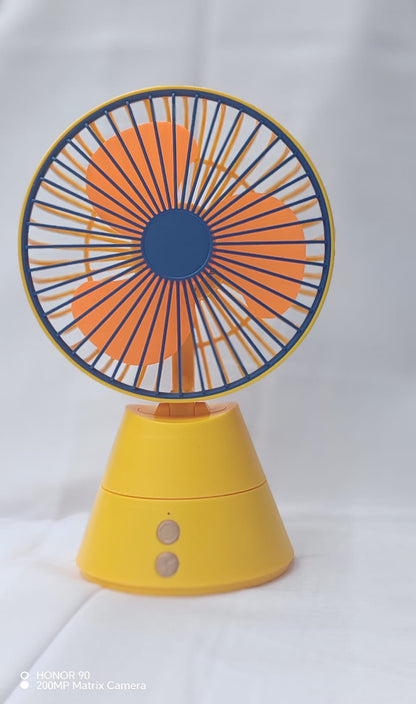 Shaking Head Table Fan with LED Lamp | Portable Mini Desk Fan  مروحة طاولة برأس متحرك مع مصباح LED | مروحة مكتبية صغيرة محمولة